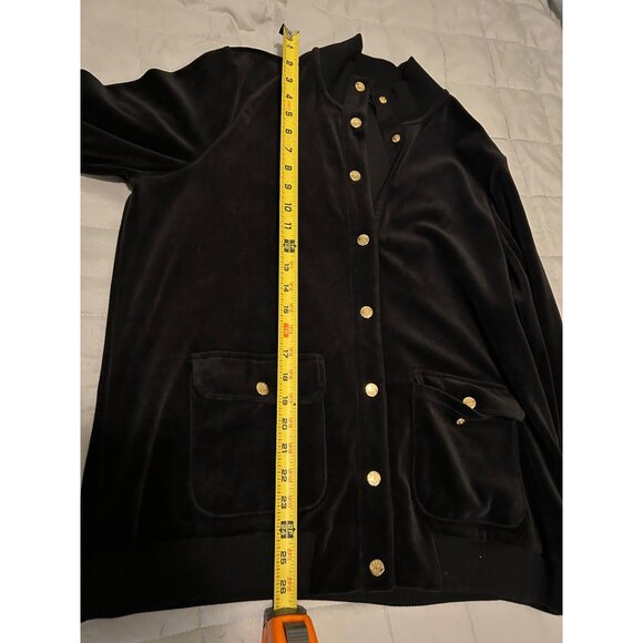 Lauren Ralph Lauren Plus 1X Velvet Blazer Jacket Black Gold Button Front Preppy - Picture 4 of 11